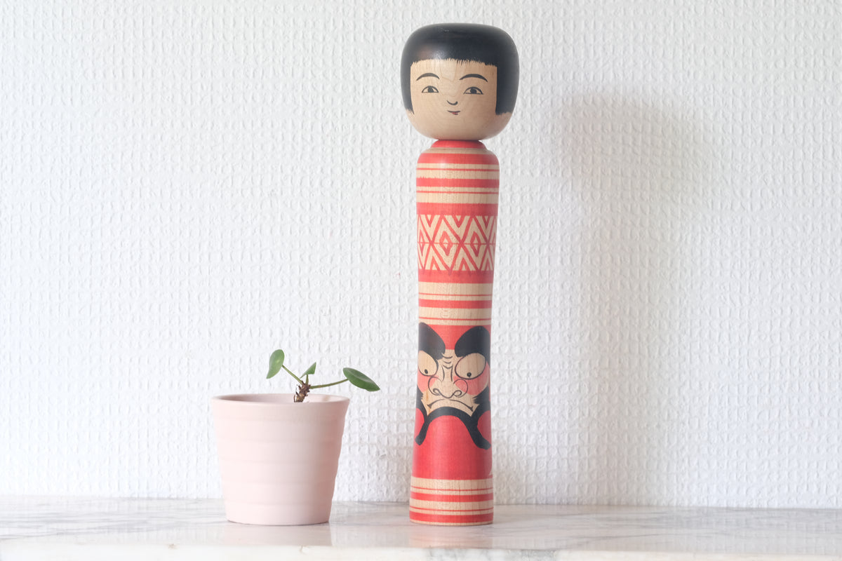 Kokeshi couple round purchases wood two japanese figures daruma doll vintage handmade Japa