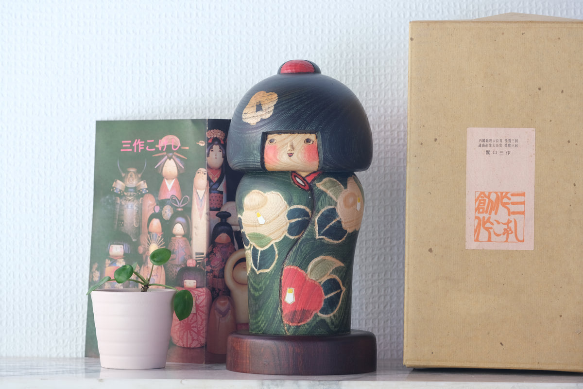 約60cm 関口 三作 創作 こけし sansaku kokeshi doll Sekiguchi Sansaku Kokeshi Doll - Peony - Kokeshi Japan