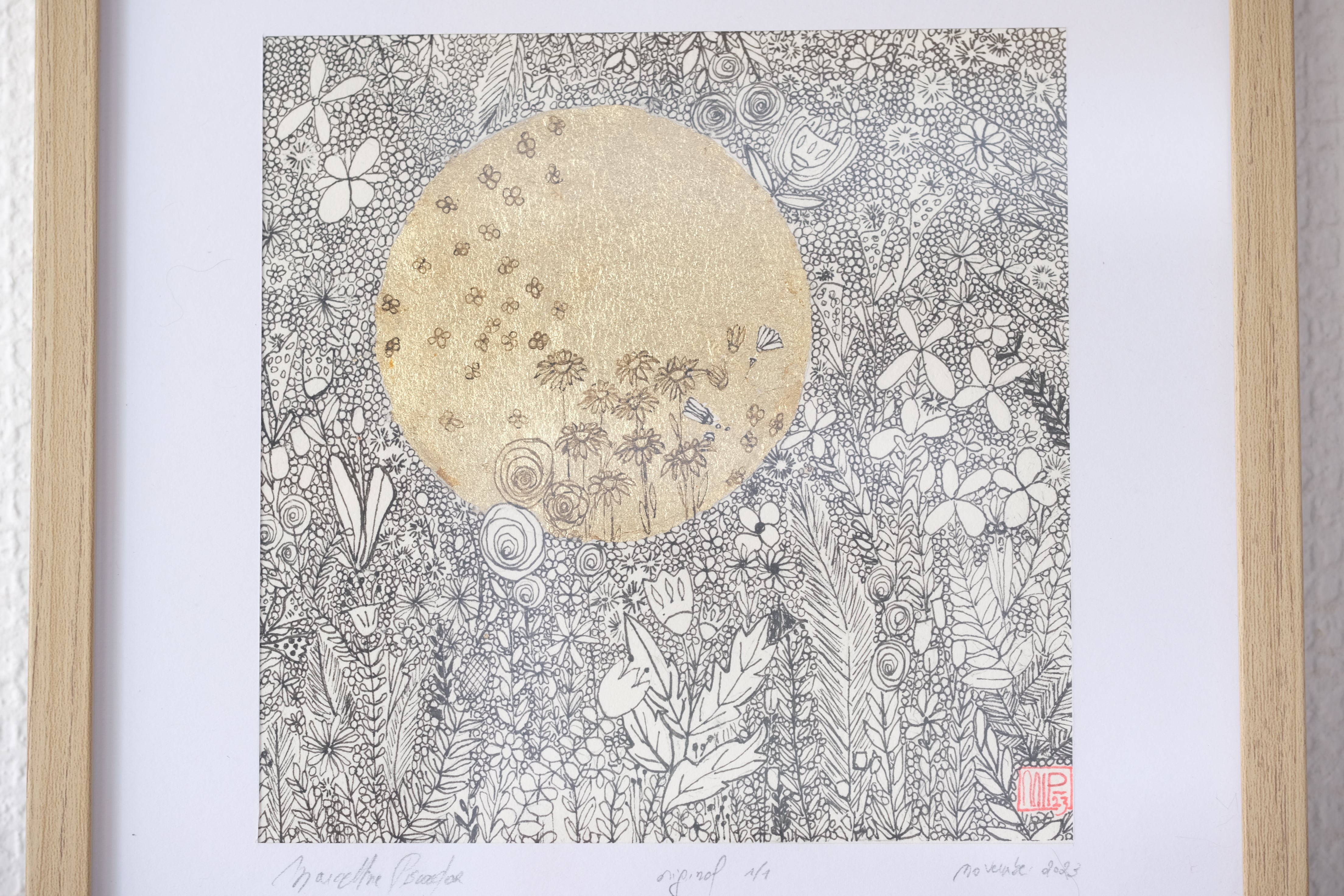 Flowers in the Moonlight | Art by Marcelline Piscador | 14 cm x 14 cm