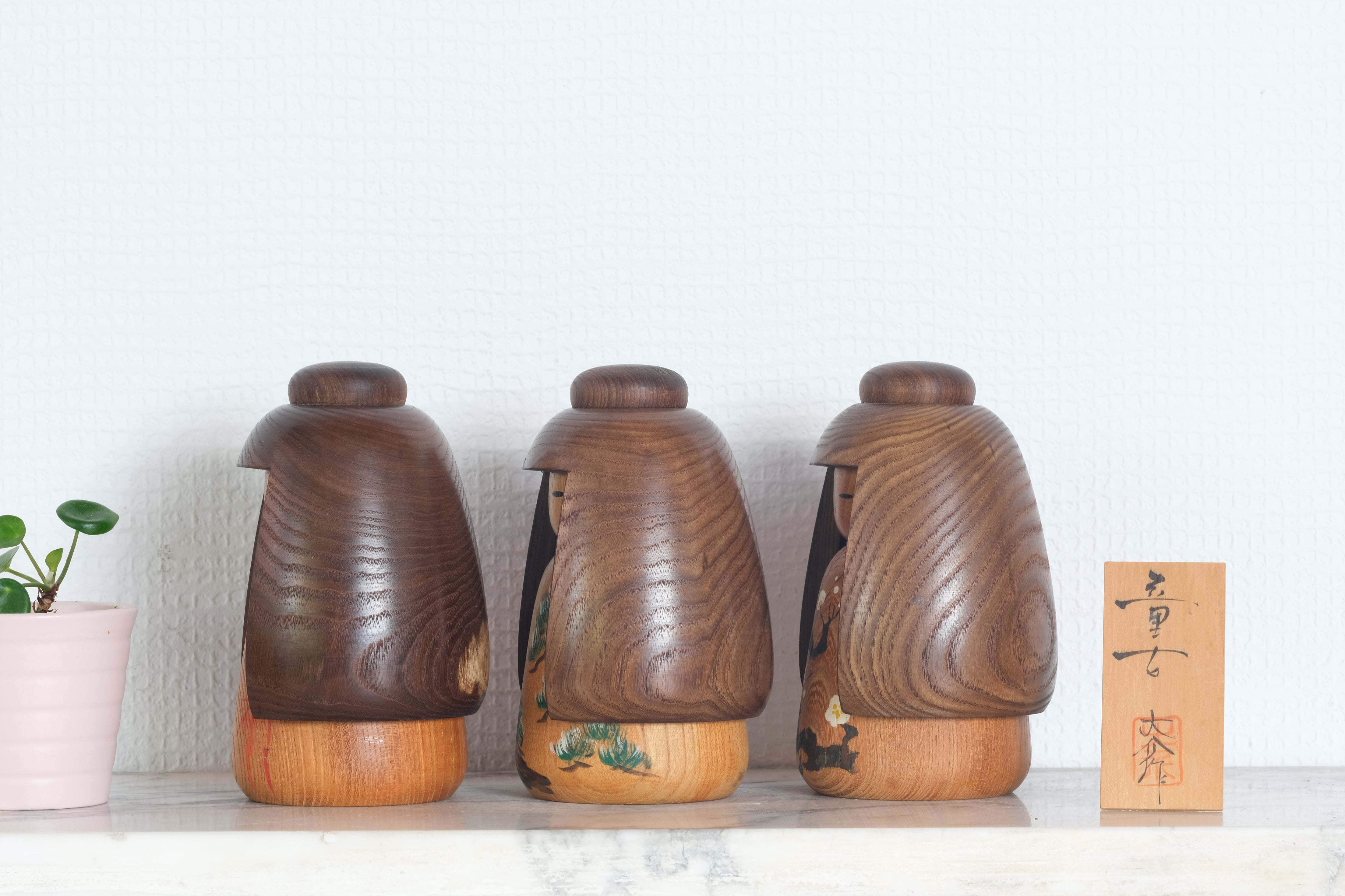 Set of Three Vintage Sosaku Kokeshi by Takeda Daisuke | 13 cm