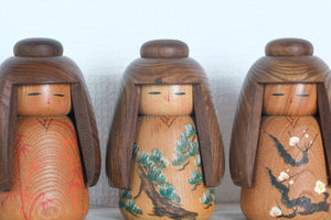 Set of Three Vintage Sosaku Kokeshi by Takeda Daisuke | 13 cm