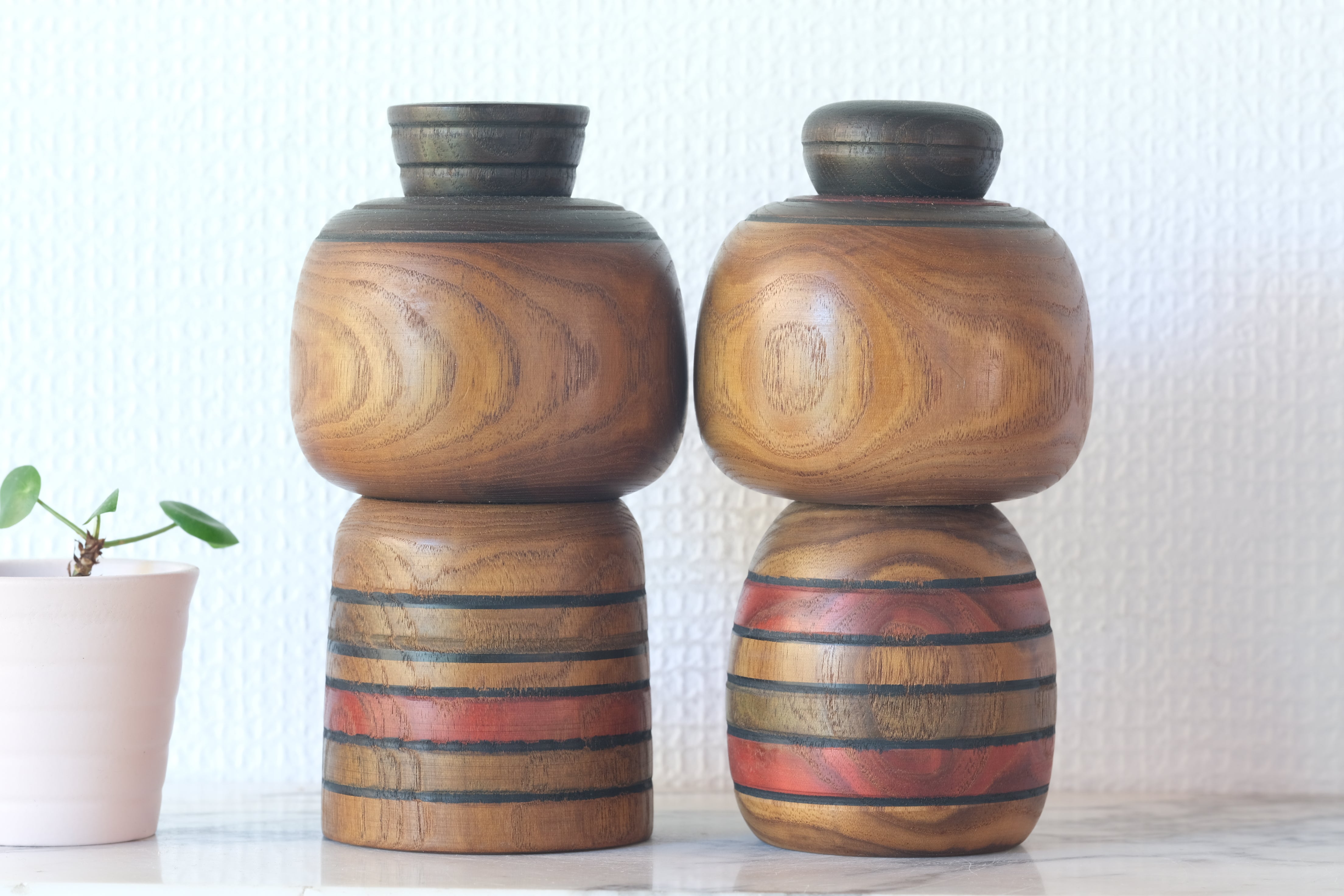 Pair of Vintage Creative Kokeshi by Sanpei Yamanaka (1926-2012) | 16 cm