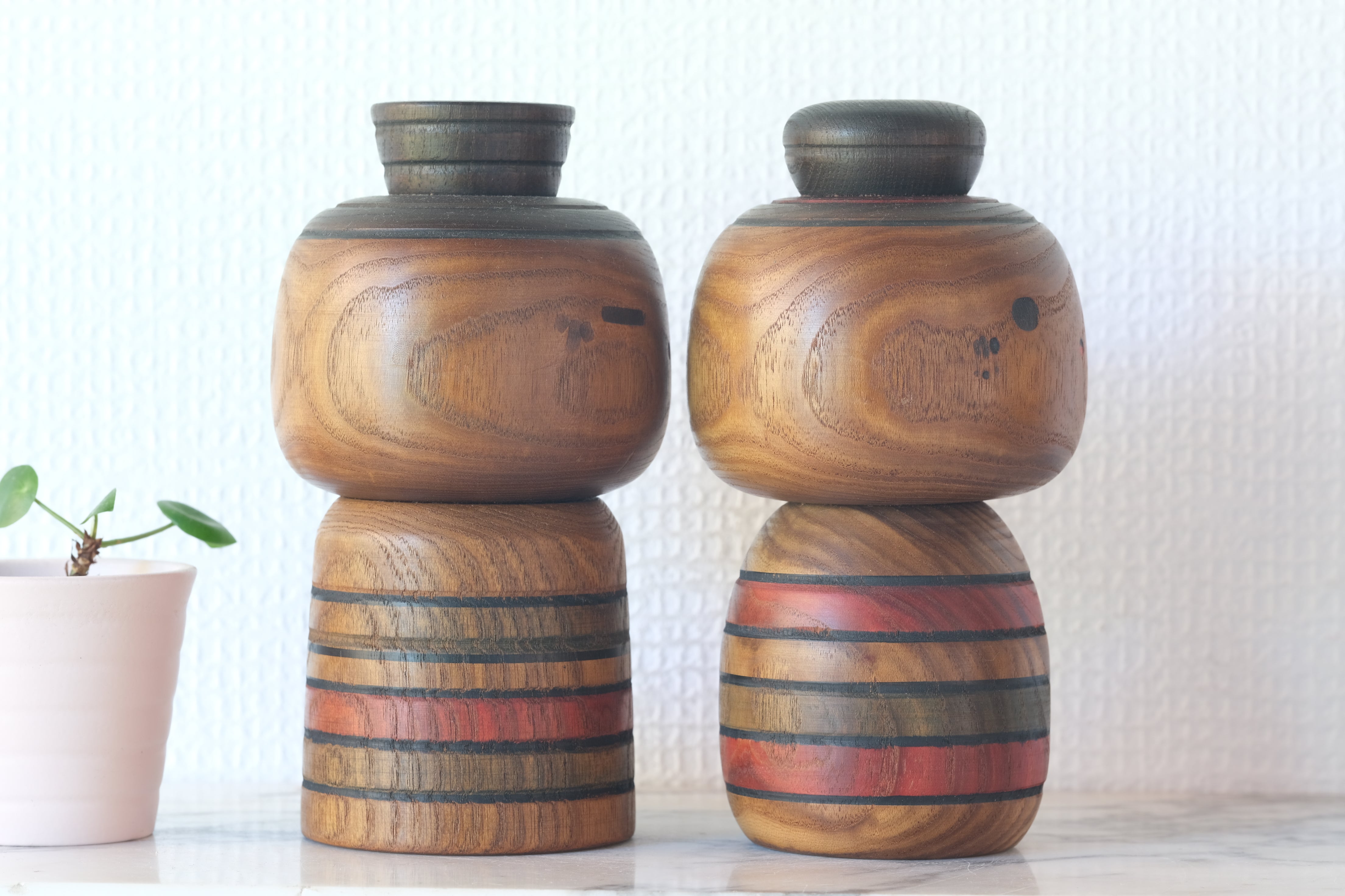 Pair of Vintage Creative Kokeshi by Sanpei Yamanaka (1926-2012) | 16 cm