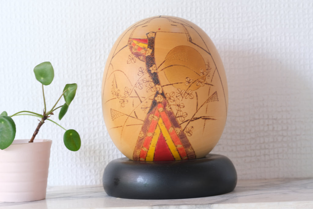 Exclusive Vintage Kokeshi by Sansaku Sekiguchi (1925-2018) | 'Mangetsu - Full Moon' | 17 cm