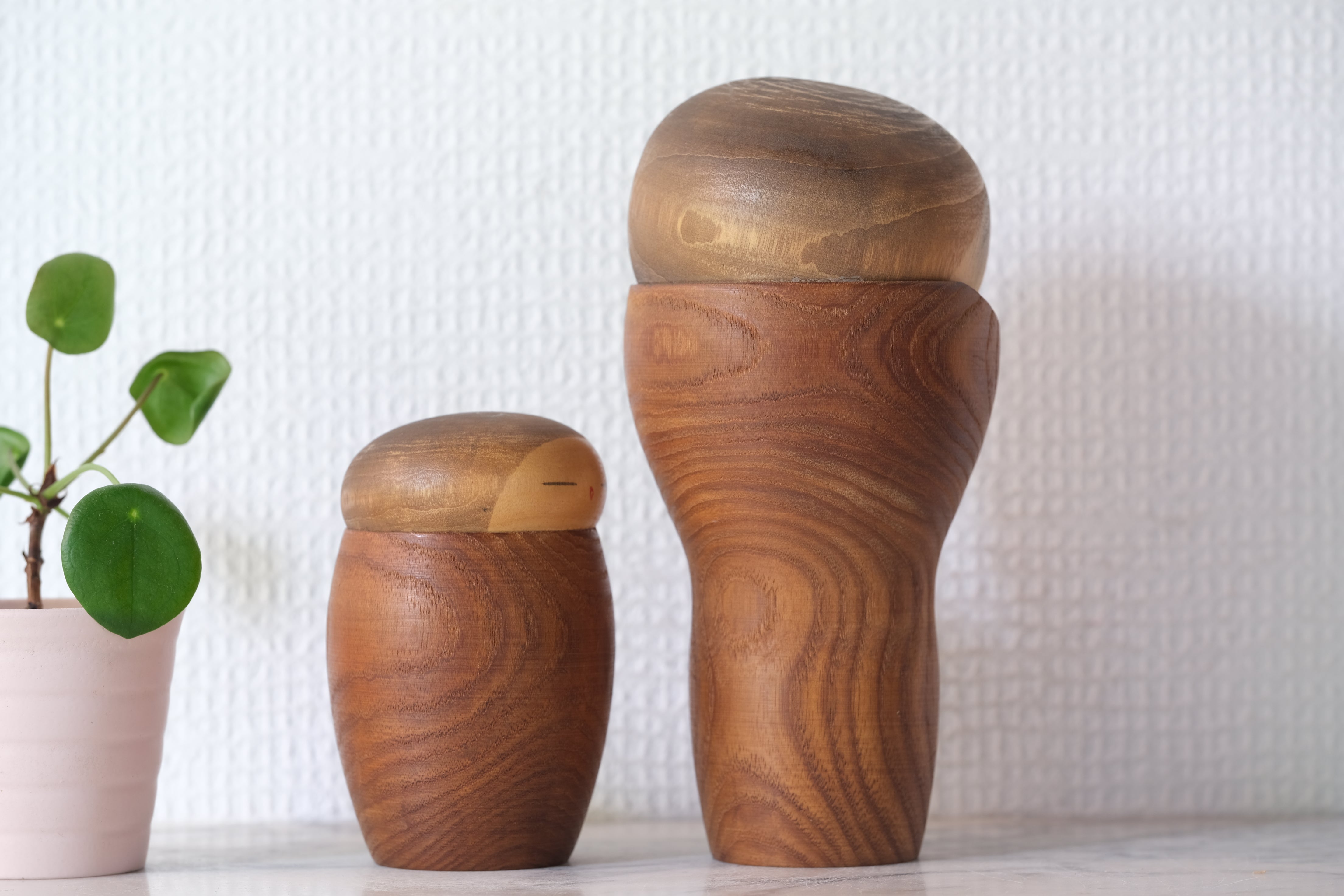 Pair of Vintage Creative Kokeshi by Watanabe Masao (1917-2007) | 'Mother and Child' | 10 cm and 17 cm