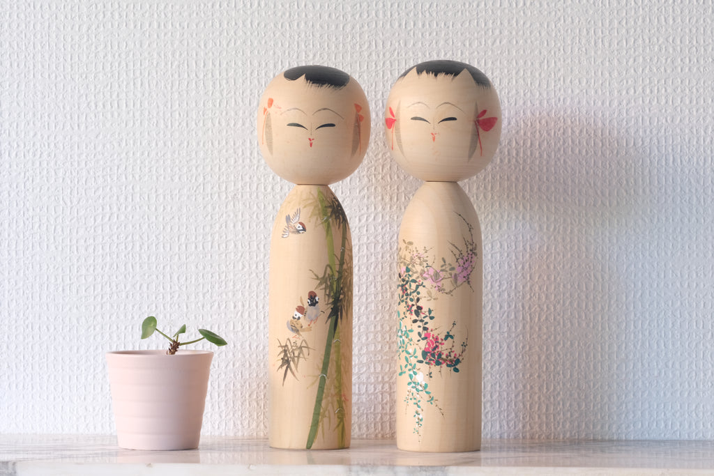 Pair of Vintage Creative Kokeshi by Hideo | 23,5 cm