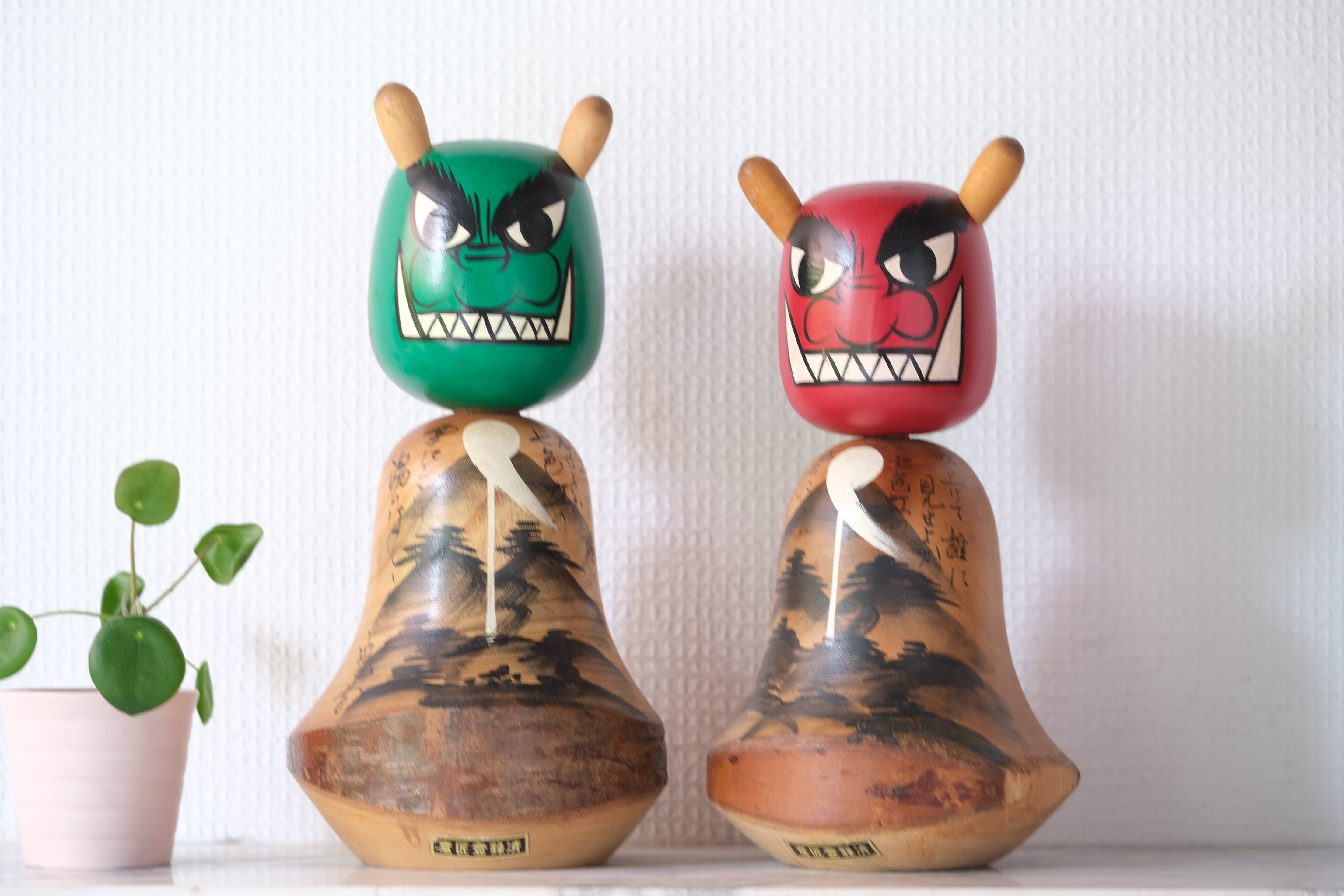 Rare Pair of Vintage Demon Kokeshi | 24,5 cm and 26 cm