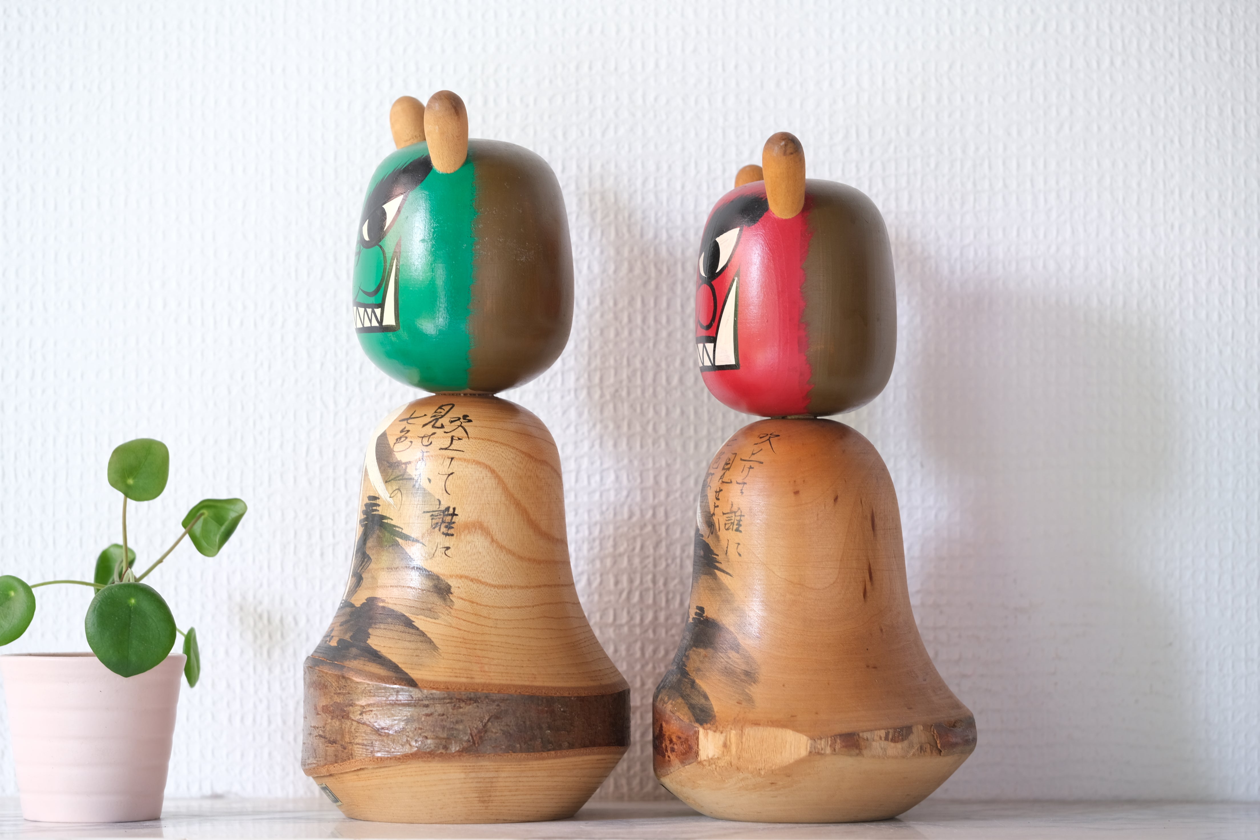 Rare Pair of Vintage Demon Kokeshi | 24,5 cm and 26 cm