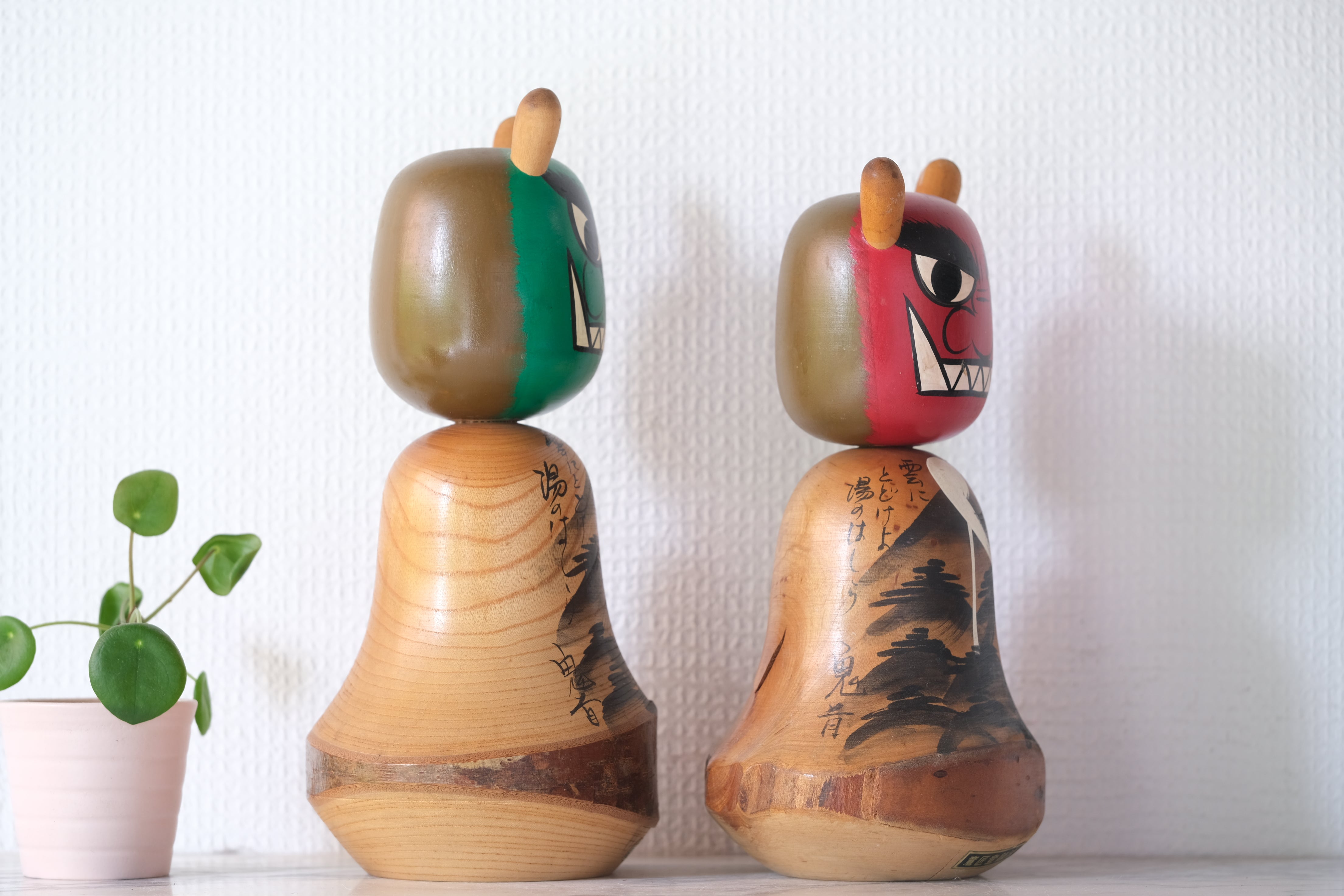 Rare Pair of Vintage Demon Kokeshi | 24,5 cm and 26 cm