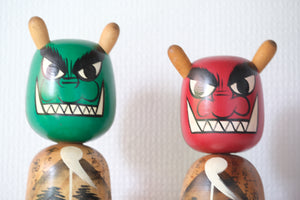 Rare Pair of Vintage Demon Kokeshi | 24,5 cm and 26 cm