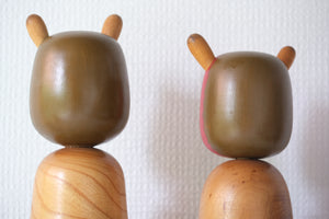 Rare Pair of Vintage Demon Kokeshi | 24,5 cm and 26 cm