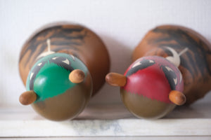 Rare Pair of Vintage Demon Kokeshi | 24,5 cm and 26 cm