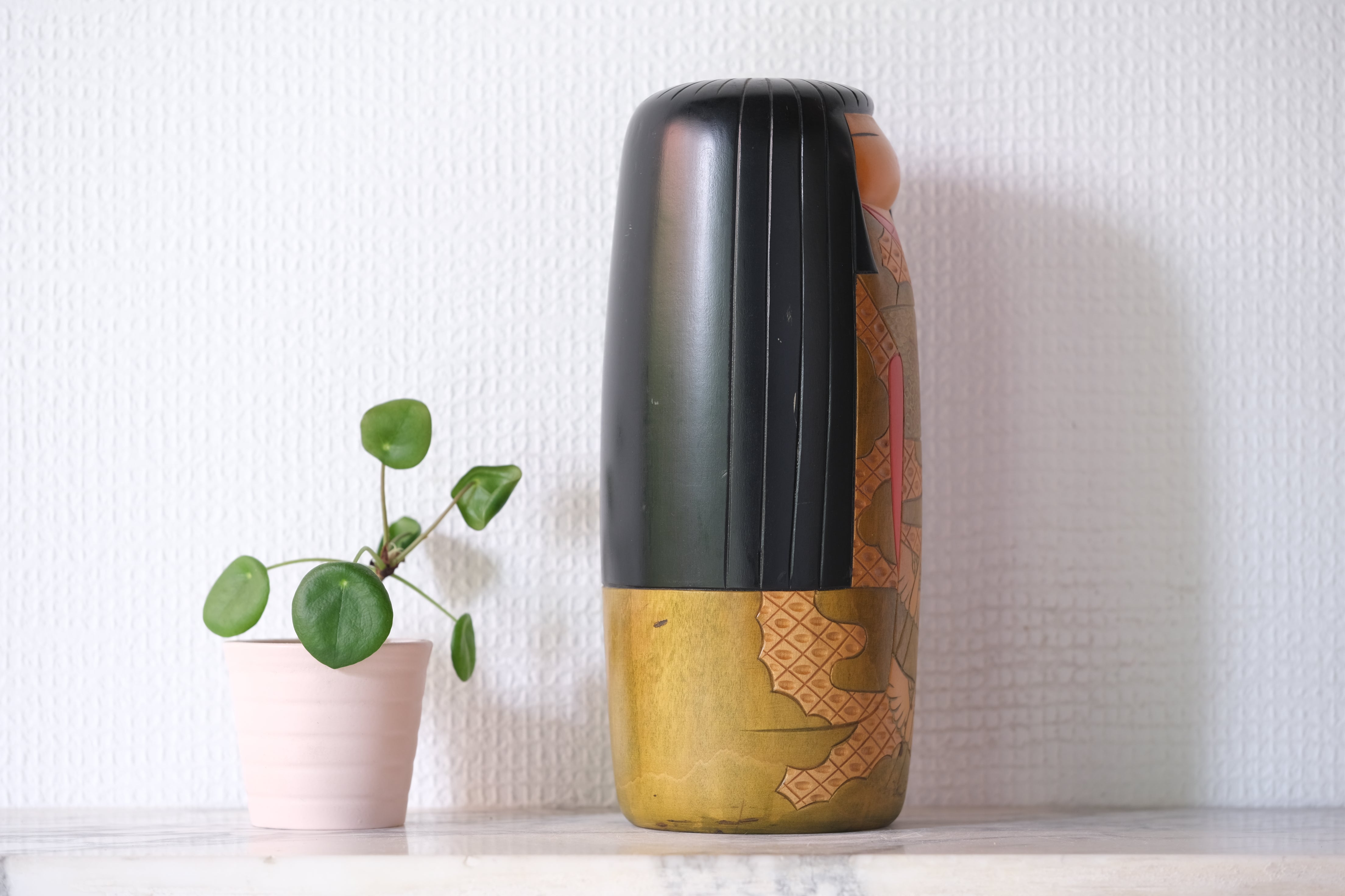 Exclusive Vintage Creative Kokeshi with Cranes by Yoshio Ohtani (1936- ) | Titled: 夕映 - Yūbae - Sunset | 24 cm