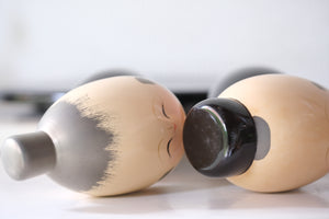 Lacquered Vintage Pair of Kokeshi | Takasago | With Original Box | 24 cm and 25 cm