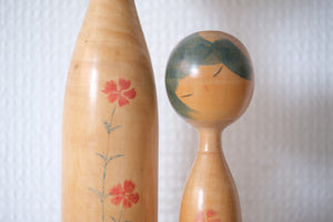 Rare Pair of Vintage Creative Kokeshi by Hideo Ishihara (1925-1999) | Mother and Child | 15 cm and 26,5 cm