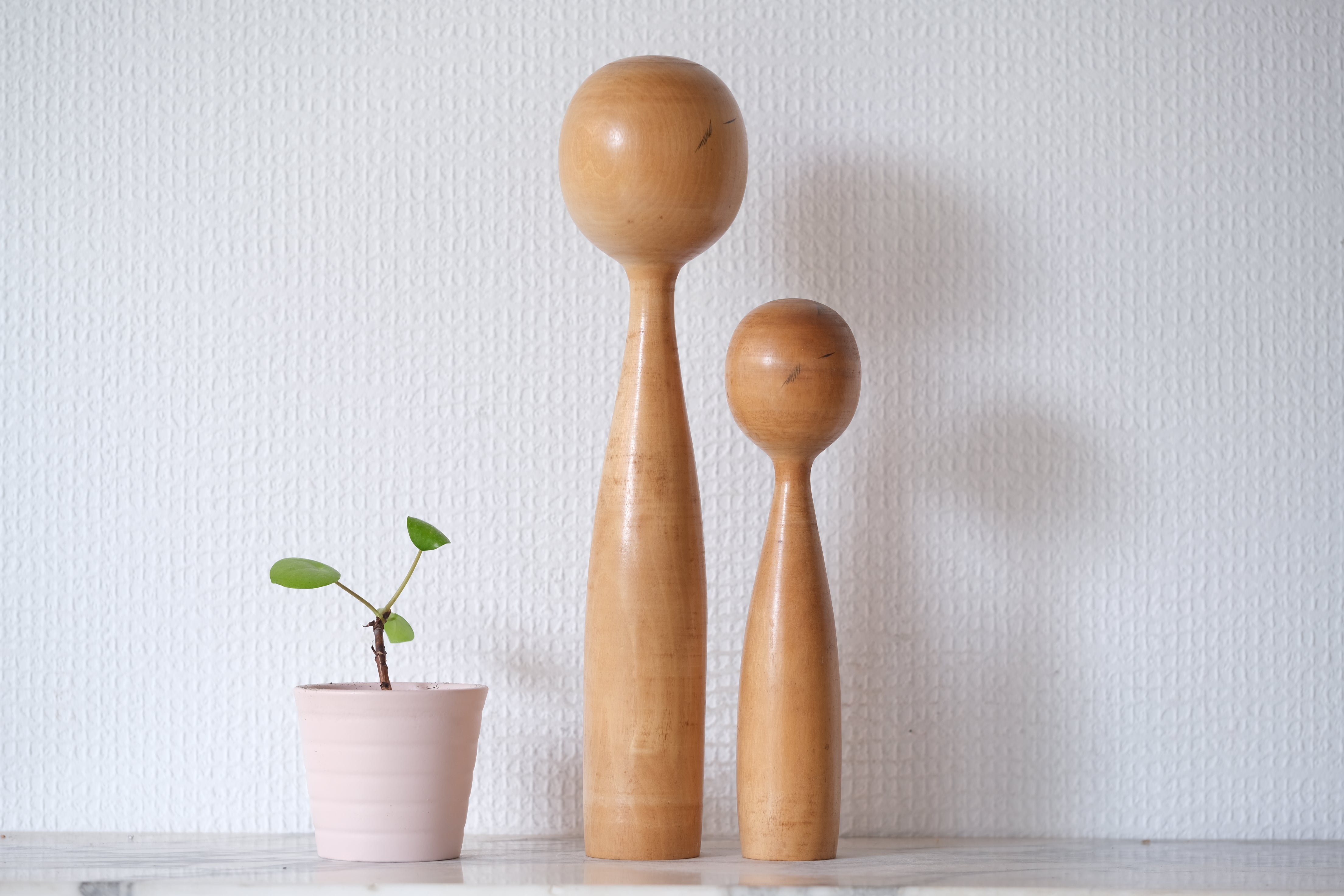 Rare Pair of Vintage Creative Kokeshi by Hideo Ishihara (1925-1999) | Mother and Child | 19,5 cm and 27,5 cm