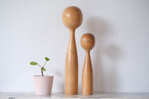 Rare Pair of Vintage Creative Kokeshi by Hideo Ishihara (1925-1999) | Mother and Child | 19,5 cm and 27,5 cm
