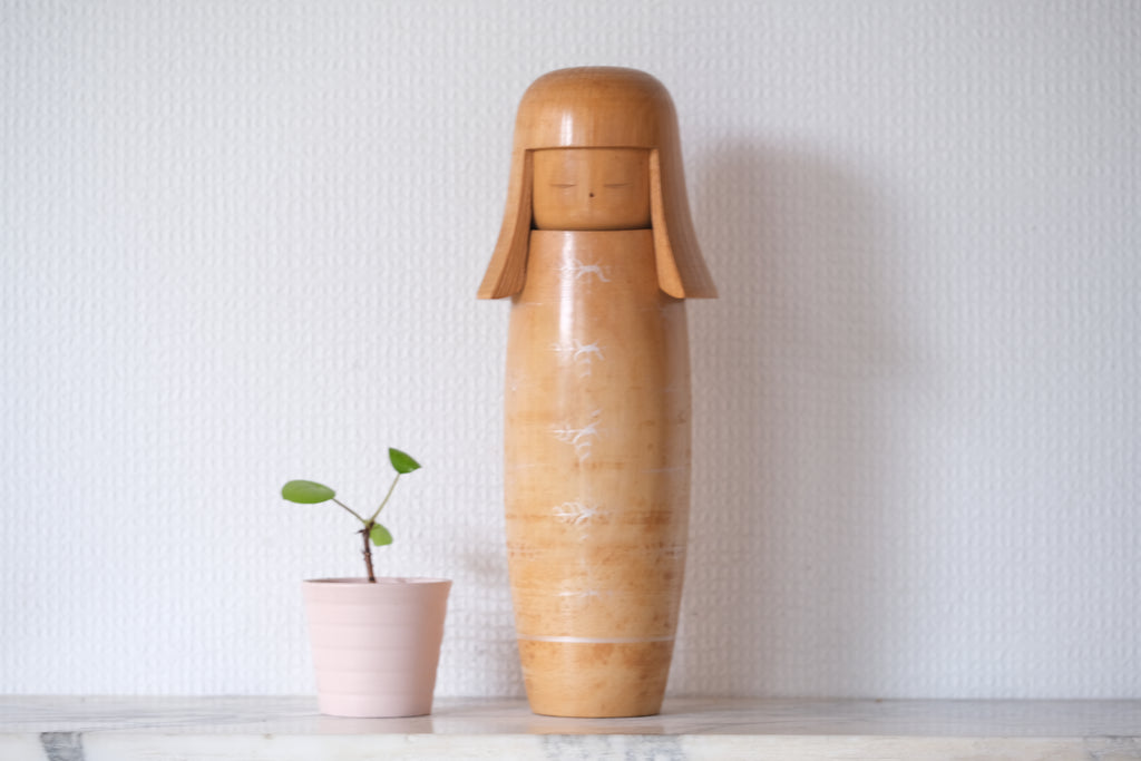 Vintage Creative Kokeshi by Katase Kahei (1922-2015) | Titled: 'Oboroya - Clouded Moon' | 28,5 cm