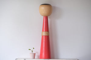 Exclusive Vintage Creative Kokeshi by the famous Takahashi Hajime (1918 - 2002) | Titled: 淡紅梅 - Light Red Plum | 61 cm