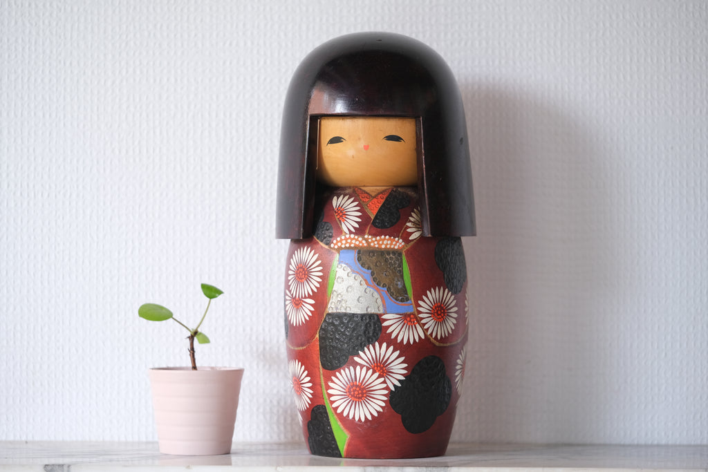 Exclusive Vintage Gumma Kokeshi by Aoki Ryoka (1931-) | Titled: 少女 - Shōjo - Girl | 29 cm