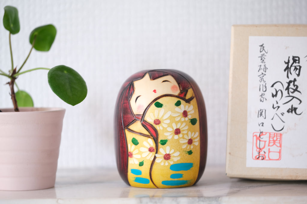 Cute Vintage Creative Kokeshi by Toshio Sekiguchi 関口俊夫 (1947-) | Pen holder | With Original Box | 8,5 cm