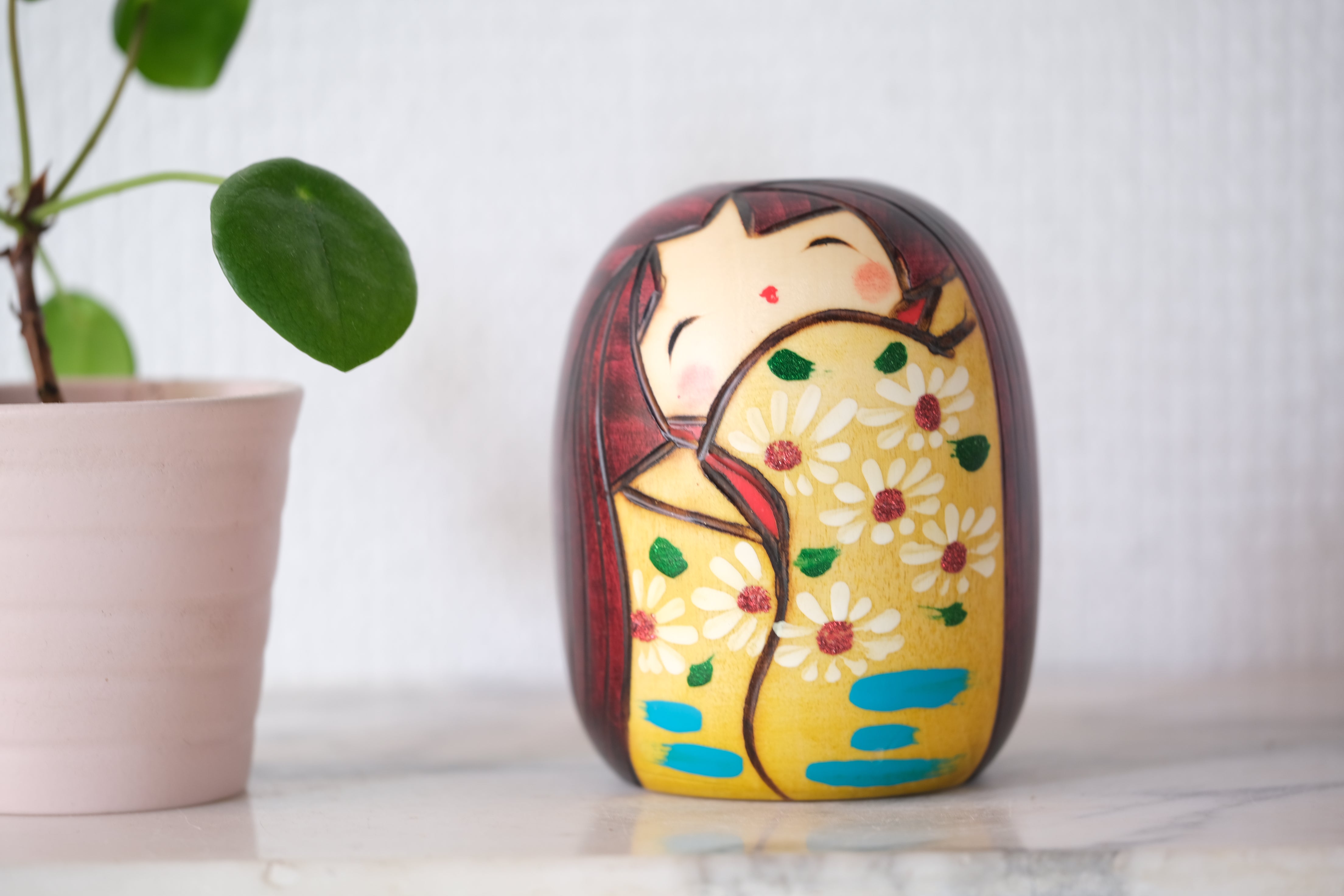 Cute Vintage Creative Kokeshi by Toshio Sekiguchi 関口俊夫 (1947-) | Pen holder | With Original Box | 8,5 cm