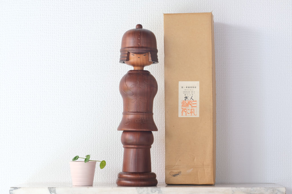 Exclusive Vintage Samurai Kokeshi by Sansaku Sekiguchi (1925 - 2018) | 'Haniwa' | With Original Box |  40 cm