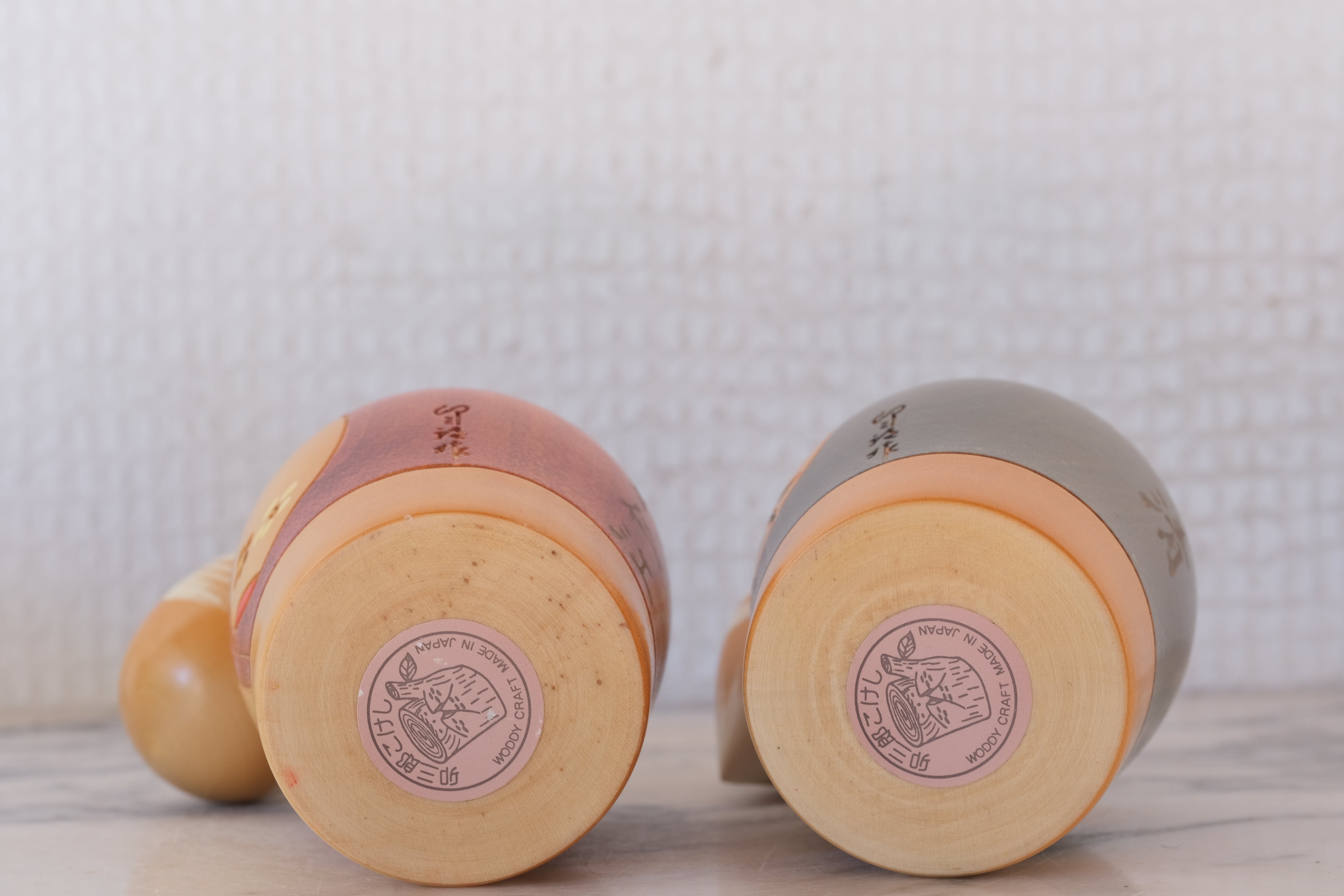 Vintage Pair of Creative Kokeshi by Usaburo | Titled: 円満長寿 - Enman chōju - Harmony and Longevity |  'Takasago' | 10,5 cm