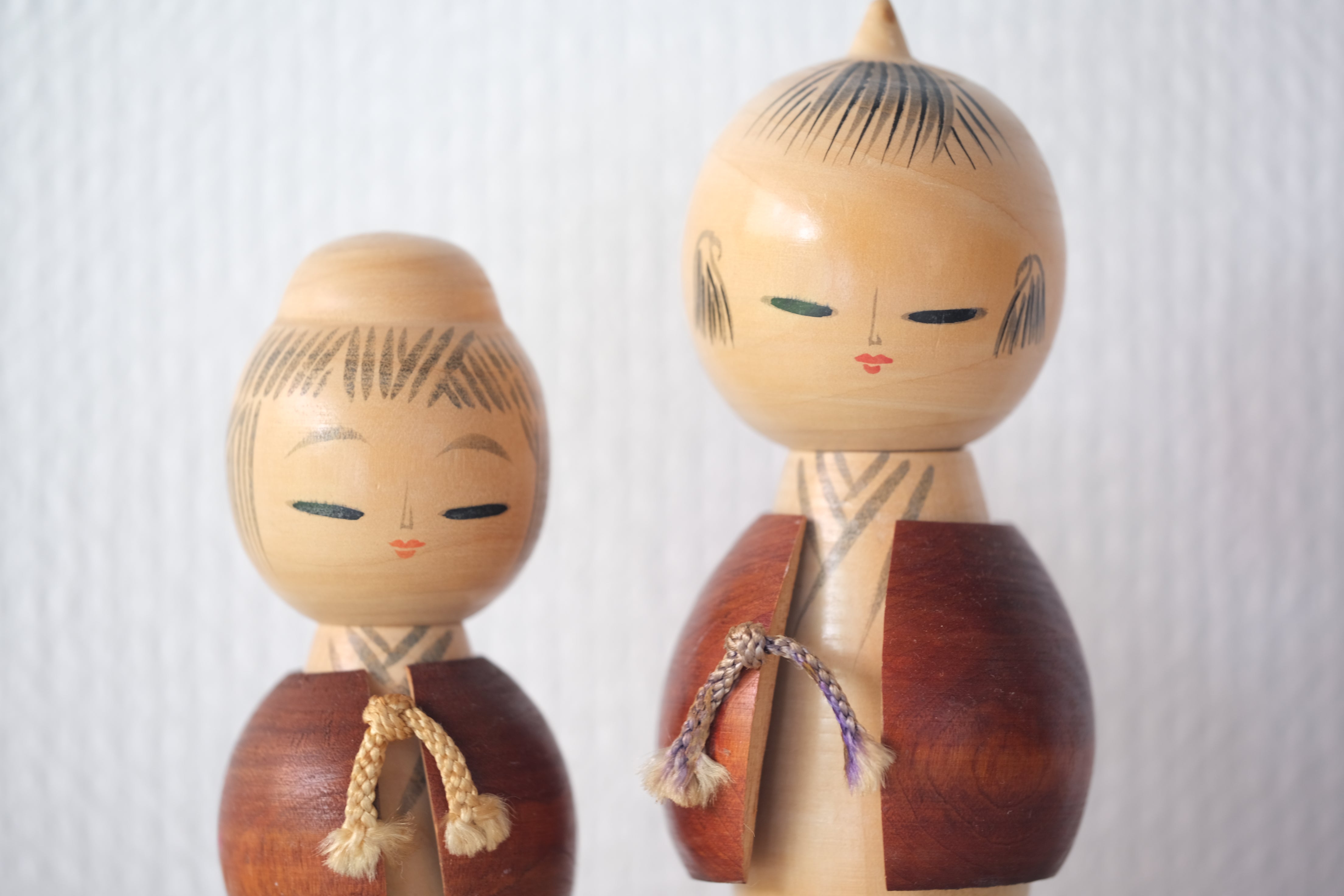 Pair of Vintage Creative Kokeshi by Miyashita Haijme | 12 cm and 15 cm