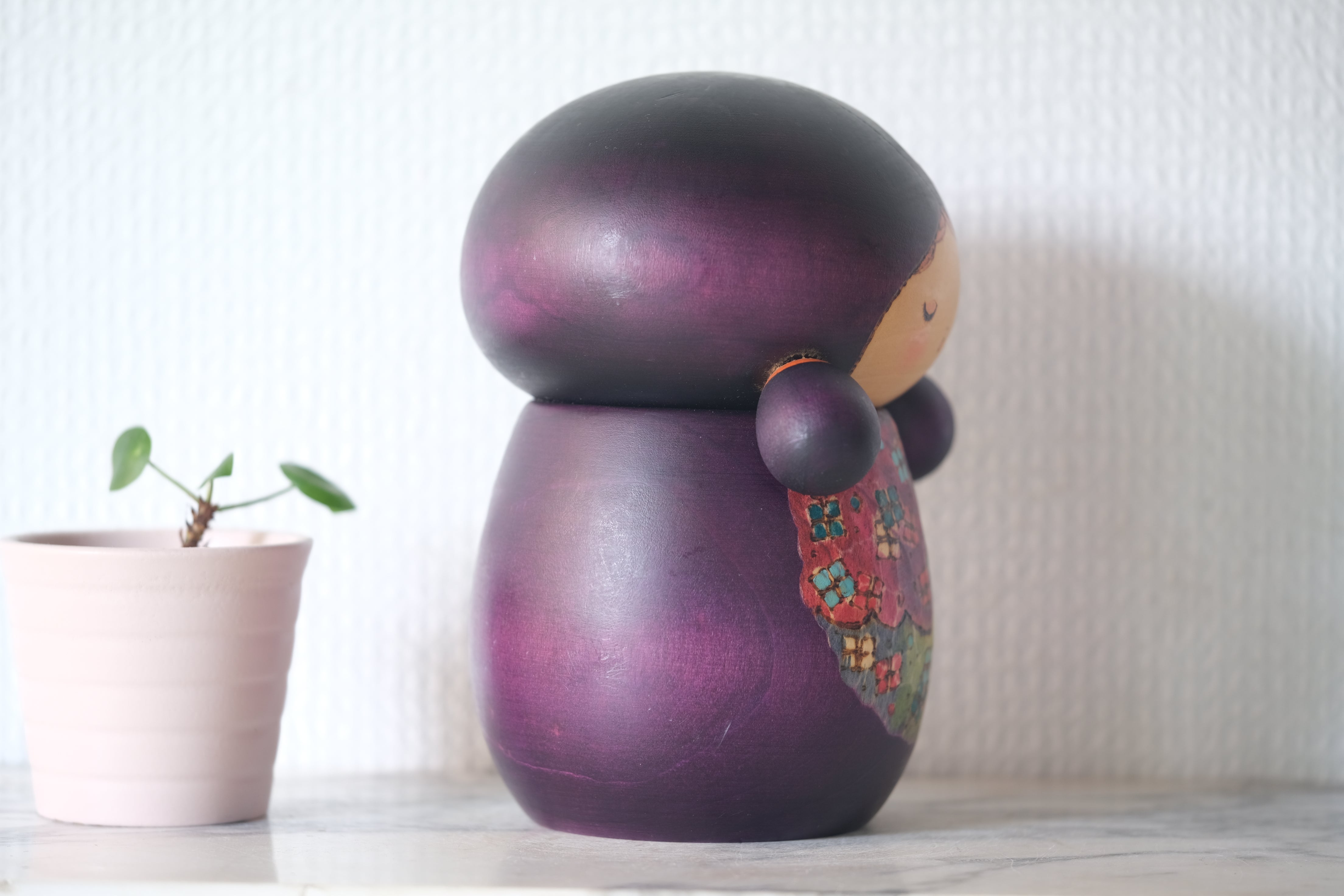 Exclusive Vintage Creative Kokeshi by Sansaku Sekiguchi 関口 三作 (1925-2018) | Titled: Hydrangea 紫陽花 | 15 cm