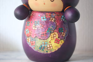 Exclusive Vintage Creative Kokeshi by Sansaku Sekiguchi 関口 三作 (1925-2018) | Titled: Hydrangea 紫陽花 | 15 cm