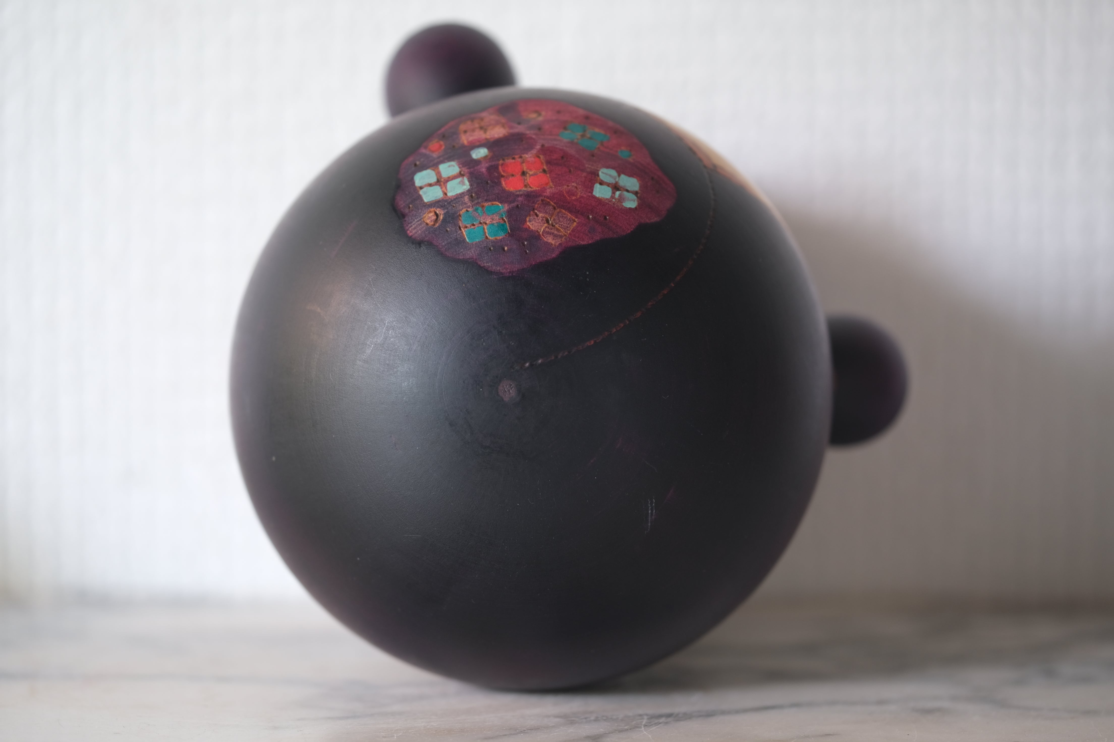 Exclusive Vintage Creative Kokeshi by Sansaku Sekiguchi 関口 三作 (1925-2018) | Titled: Hydrangea 紫陽花 | 15 cm