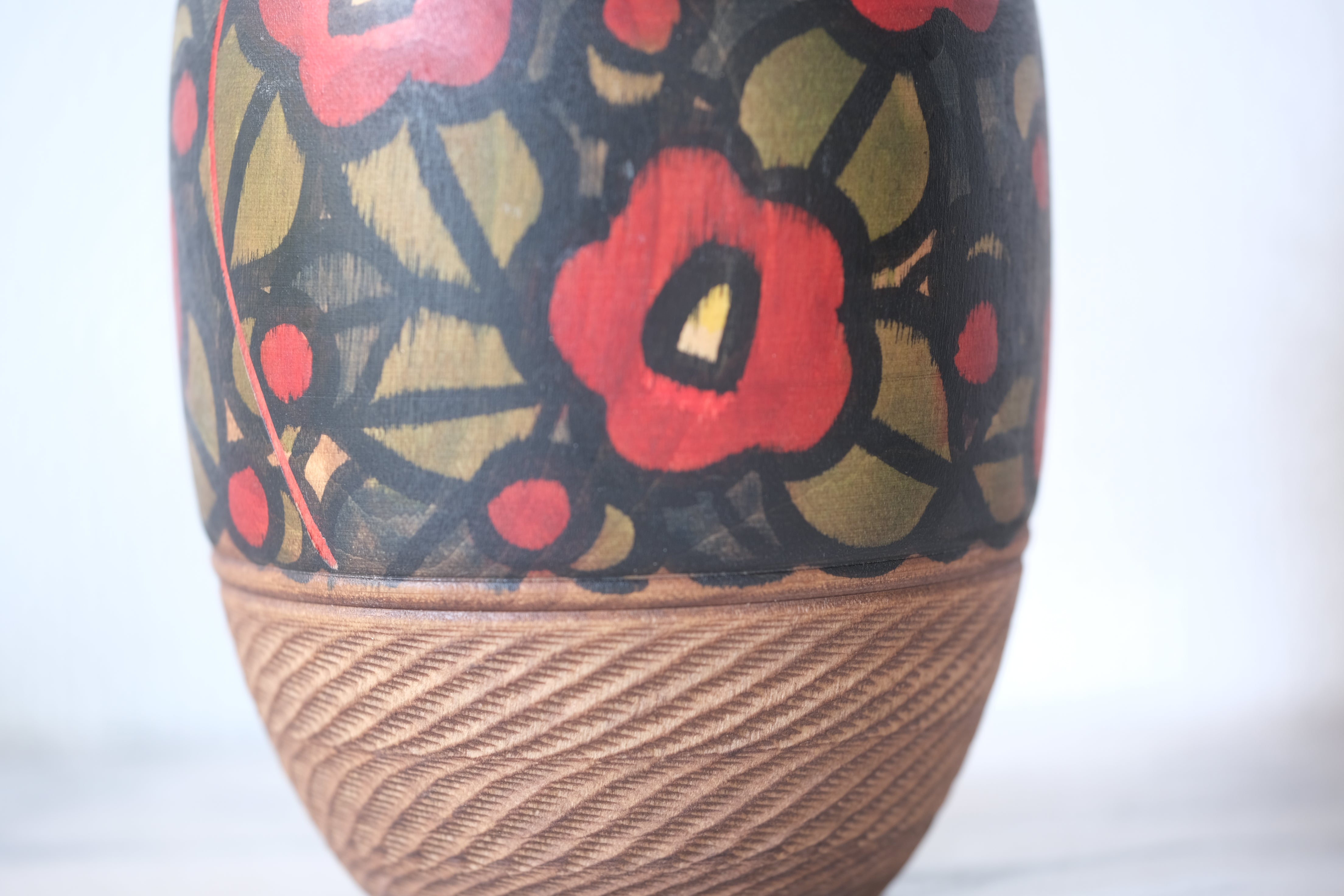 Exclusive Vintage Creative Kokeshi by Sansaku Sekiguchi 関口三 (1925-2018) | Titled: 山椿 - Camellia | 17 cm