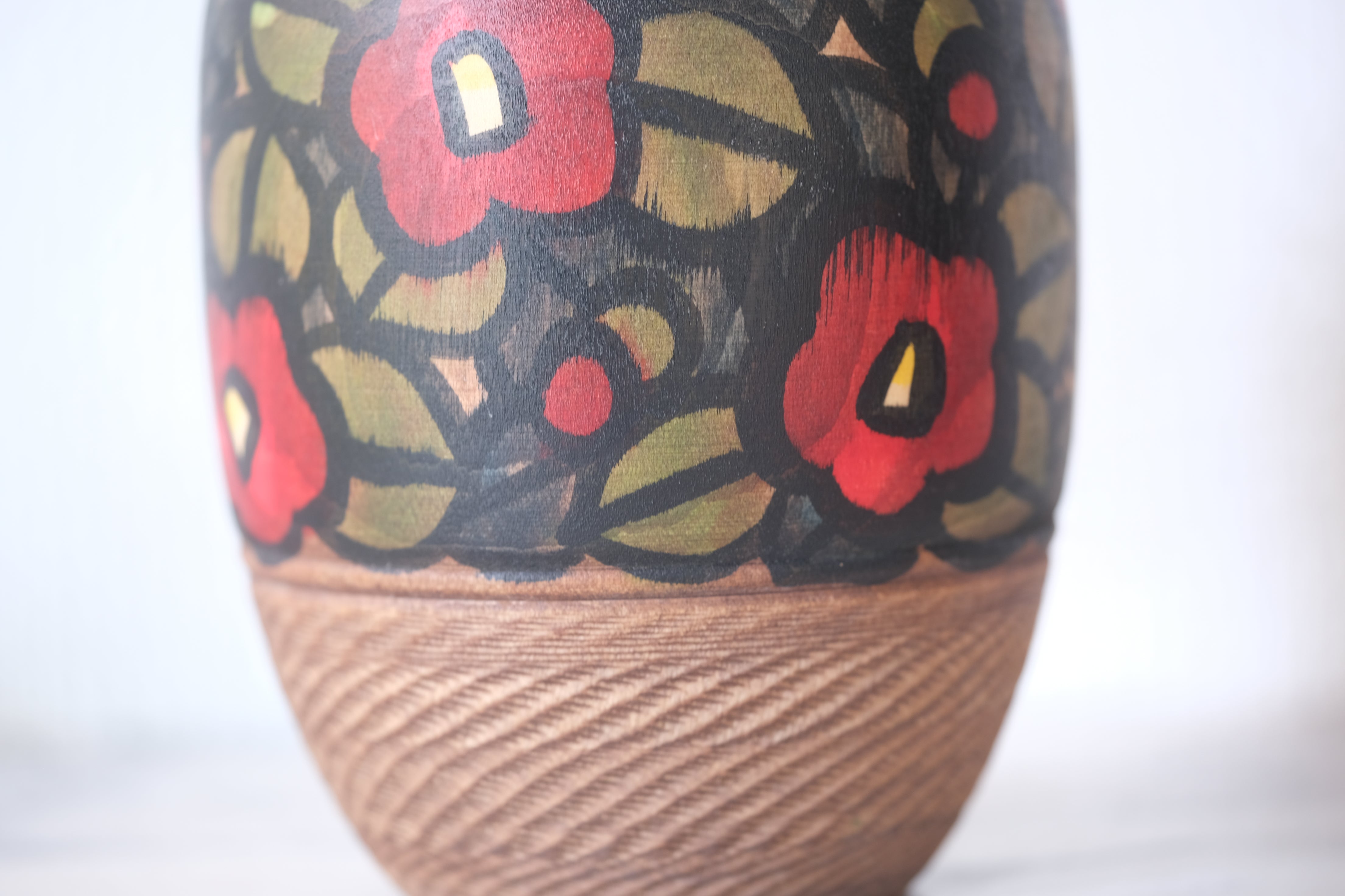 Exclusive Vintage Creative Kokeshi by Sansaku Sekiguchi 関口三 (1925-2018) | Titled: 山椿 - Camellia | 17 cm