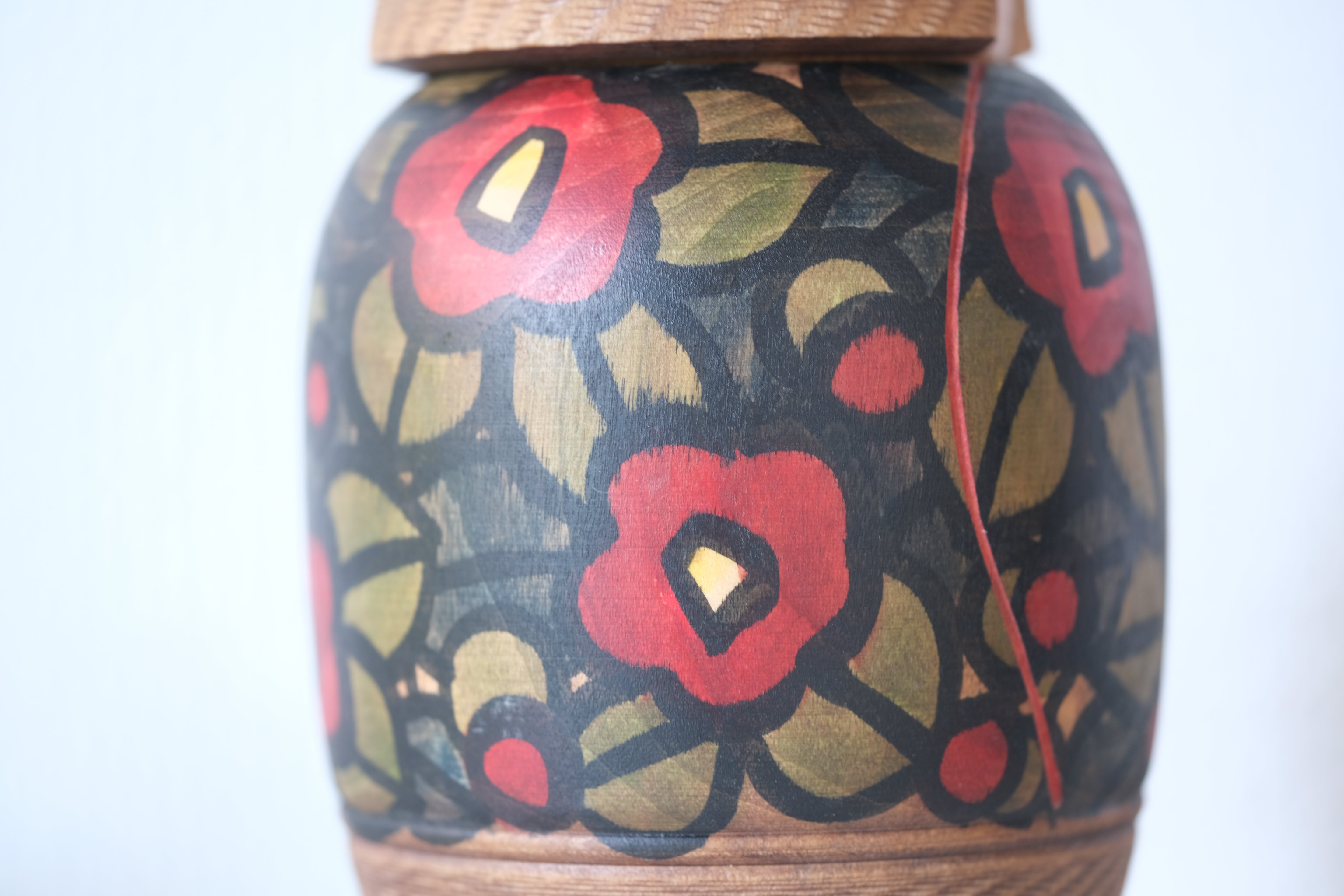 Exclusive Vintage Creative Kokeshi by Sansaku Sekiguchi 関口三 (1925-2018) | Titled: 山椿 - Camellia | 17 cm