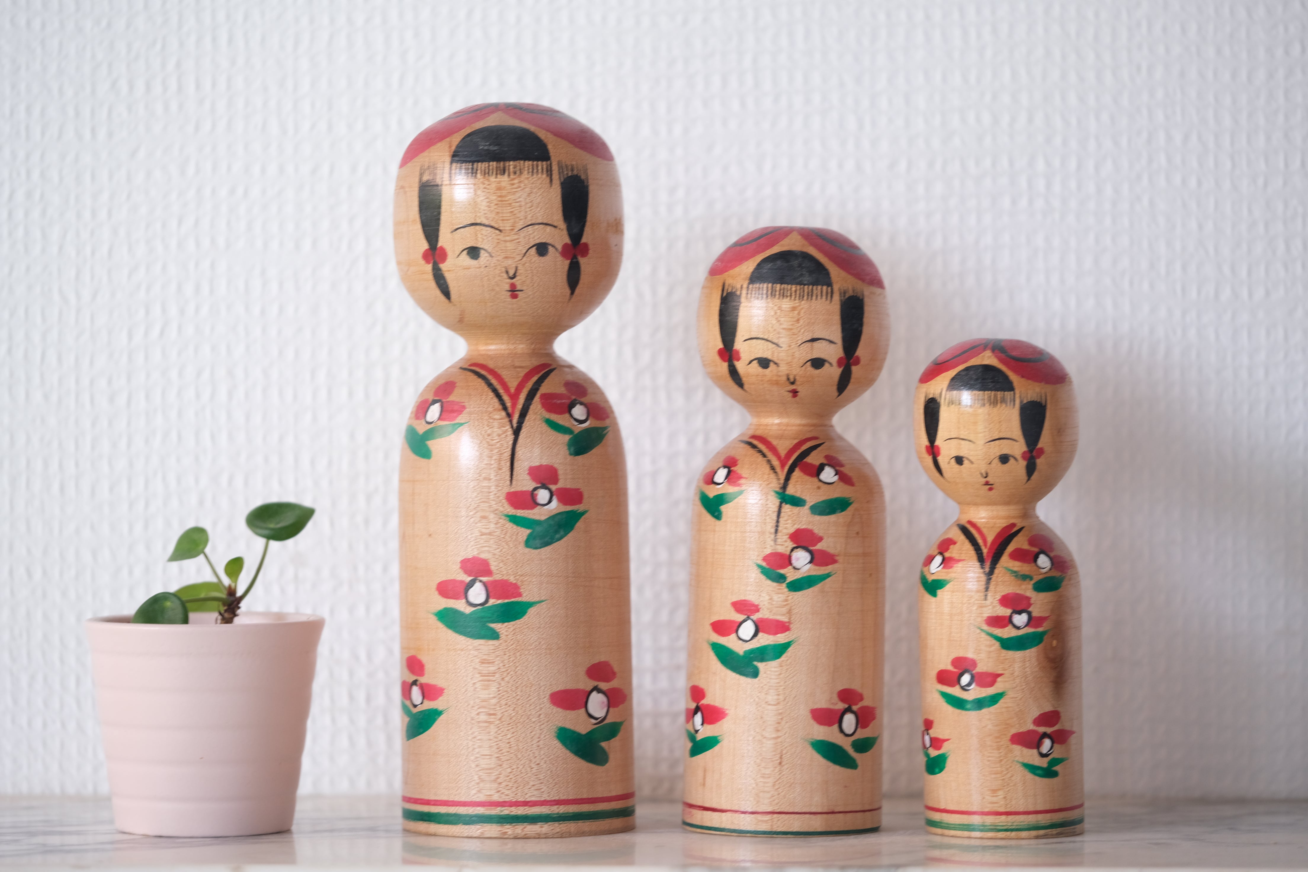 Set of Three Vintage Kijiyama Kokeshi | 13,5 cm - 17 cm - 20 cm
