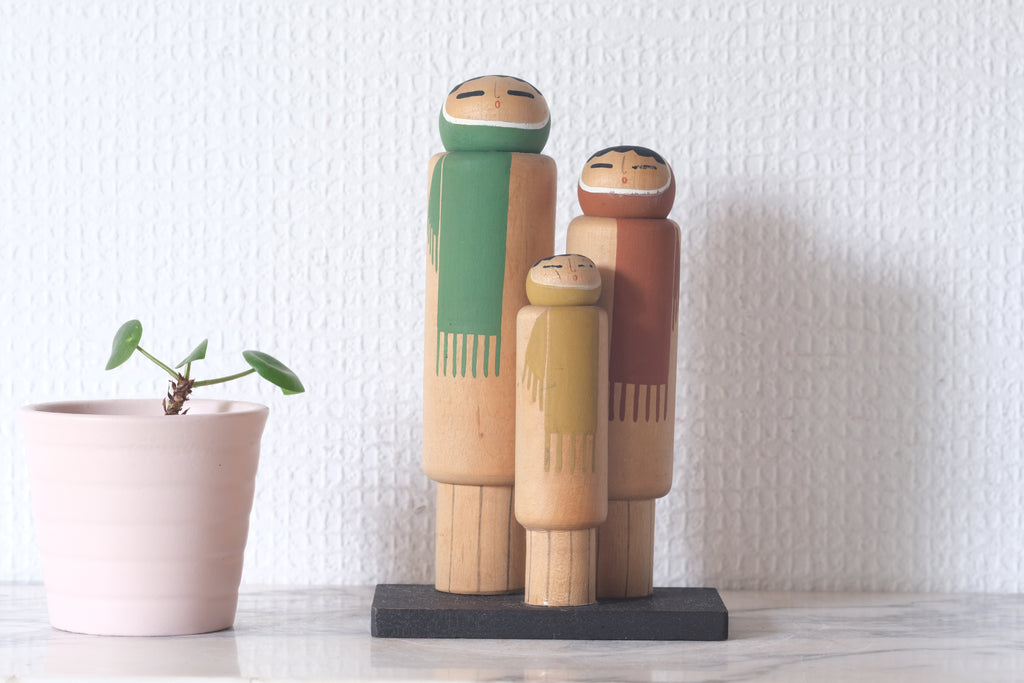 Rare Set of Sosaku Kokeshi By the Awardwinning Shozan Shido (1932-1995) | 15 cm