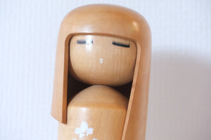 Vintage Creative Kokeshi by Miyajima Muhitsu (1929-) | Titled: 'Hanagokoro - Flower Heart' | 28,5 cm