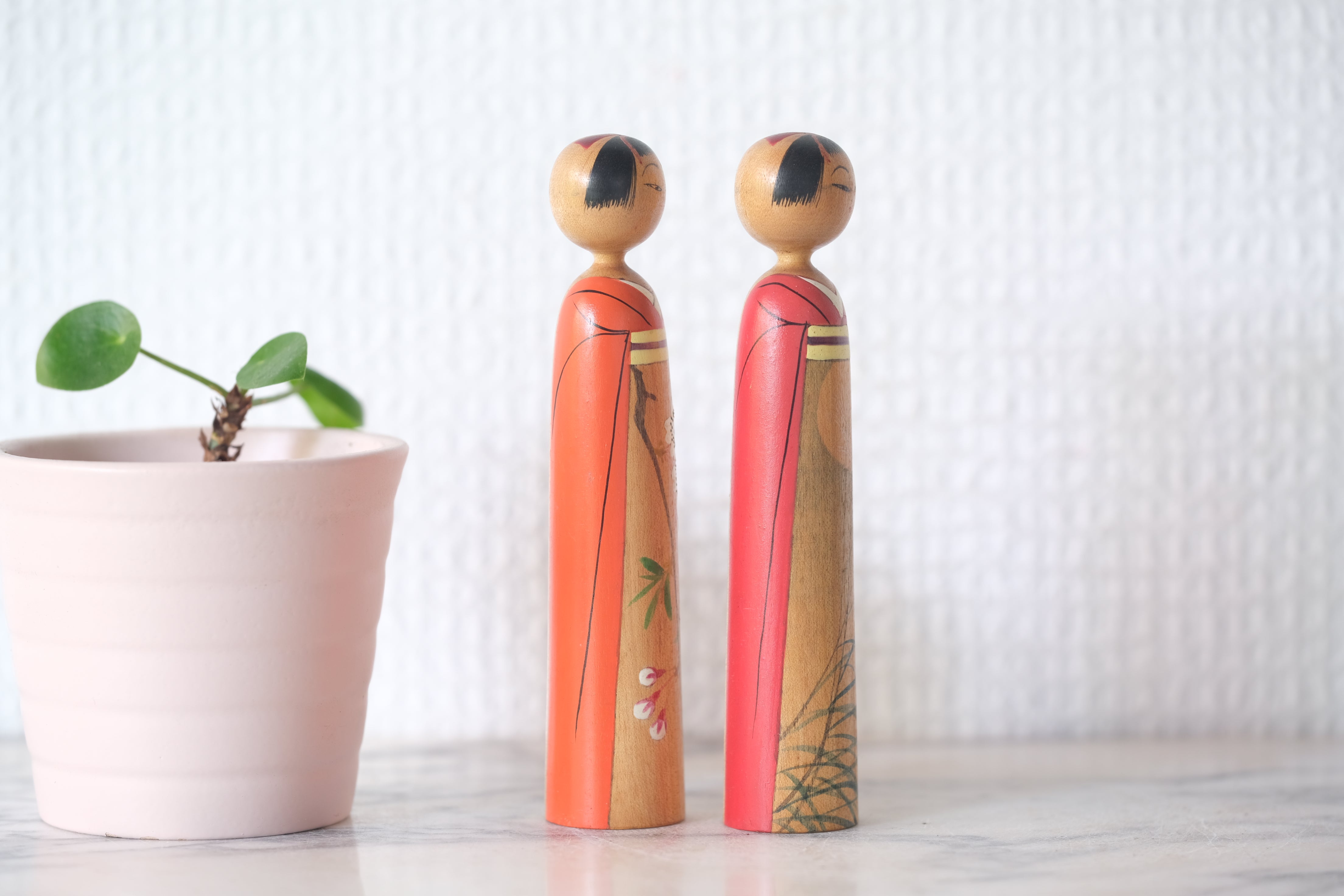 Exclusive set of Two Vintage Kijiyama Kokeshi by Takani Yohachi (1907-1994) | 11 cm