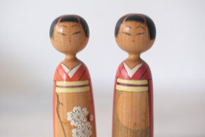 Exclusive set of Two Vintage Kijiyama Kokeshi by Takani Yohachi (1907-1994) | 11 cm