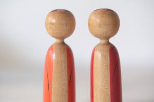 Exclusive set of Two Vintage Kijiyama Kokeshi by Takani Yohachi (1907-1994) | 11 cm