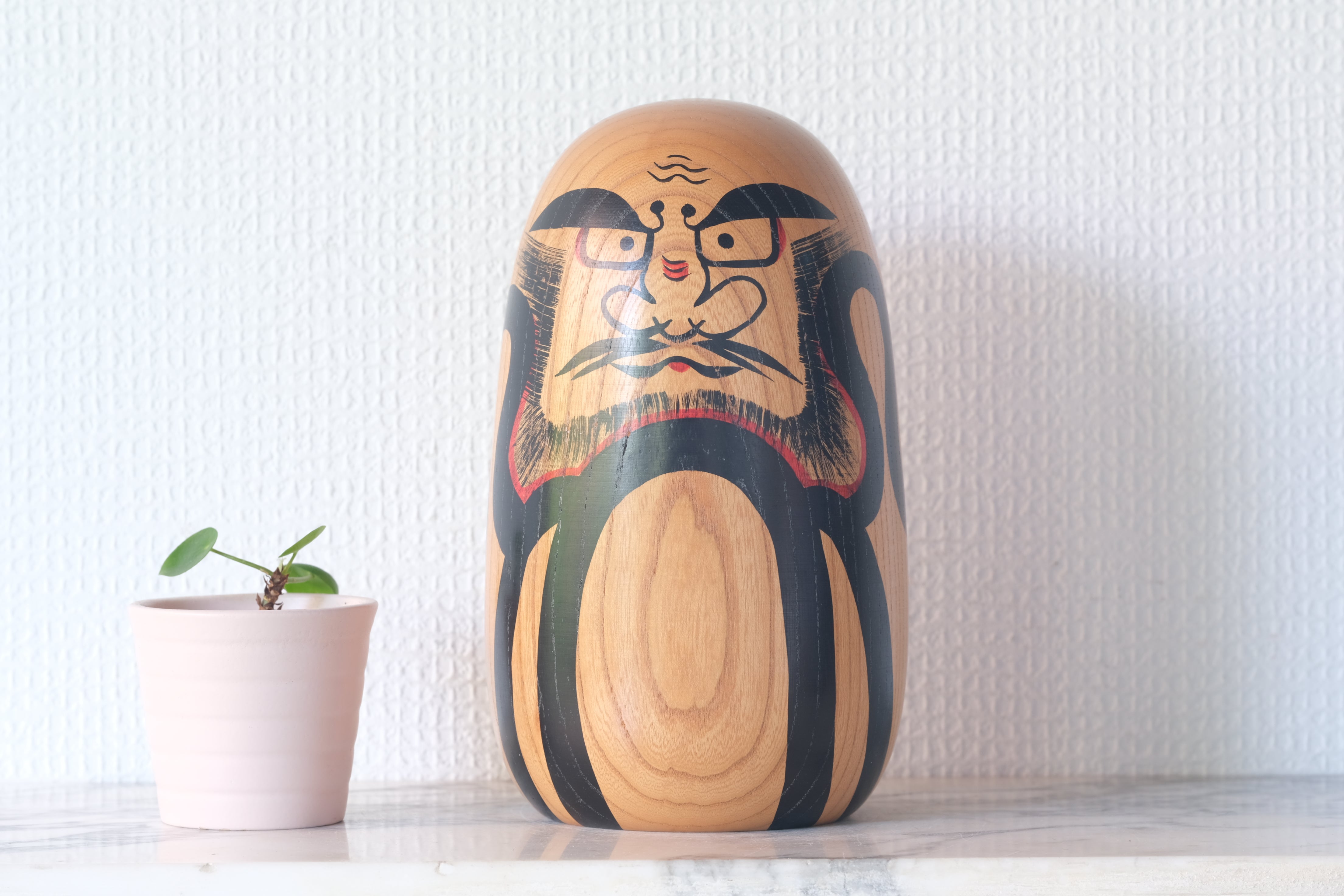 Large Vintage Daruma | Monochrome | 19 cm