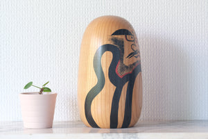 Large Vintage Daruma | Monochrome | 19 cm