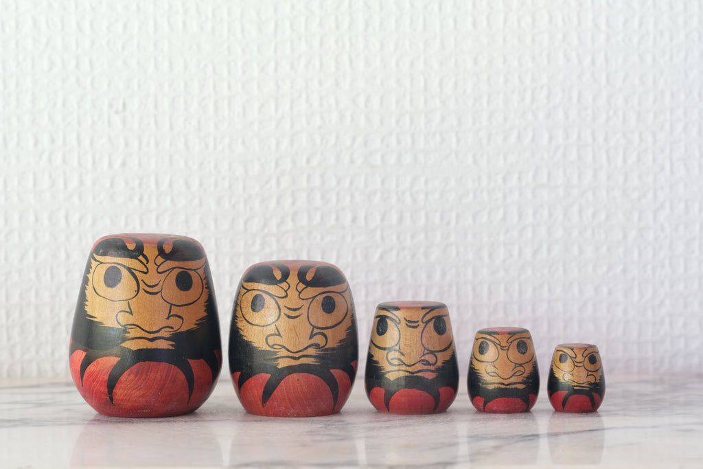 Set of 5 Vintage Daruma | from 2 cm till 5,5 cm