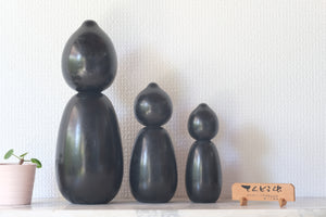 Rare Set of Three Vintage Creative Kokeshi by Watanabe Masao (1917-2007) | Titled: てんとう虫 - Ladybug | 15 cm, 18 and 27 cm