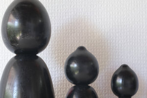 Rare Set of Three Vintage Creative Kokeshi by Watanabe Masao (1917-2007) | Titled: てんとう虫 - Ladybug | 15 cm, 18 and 27 cm