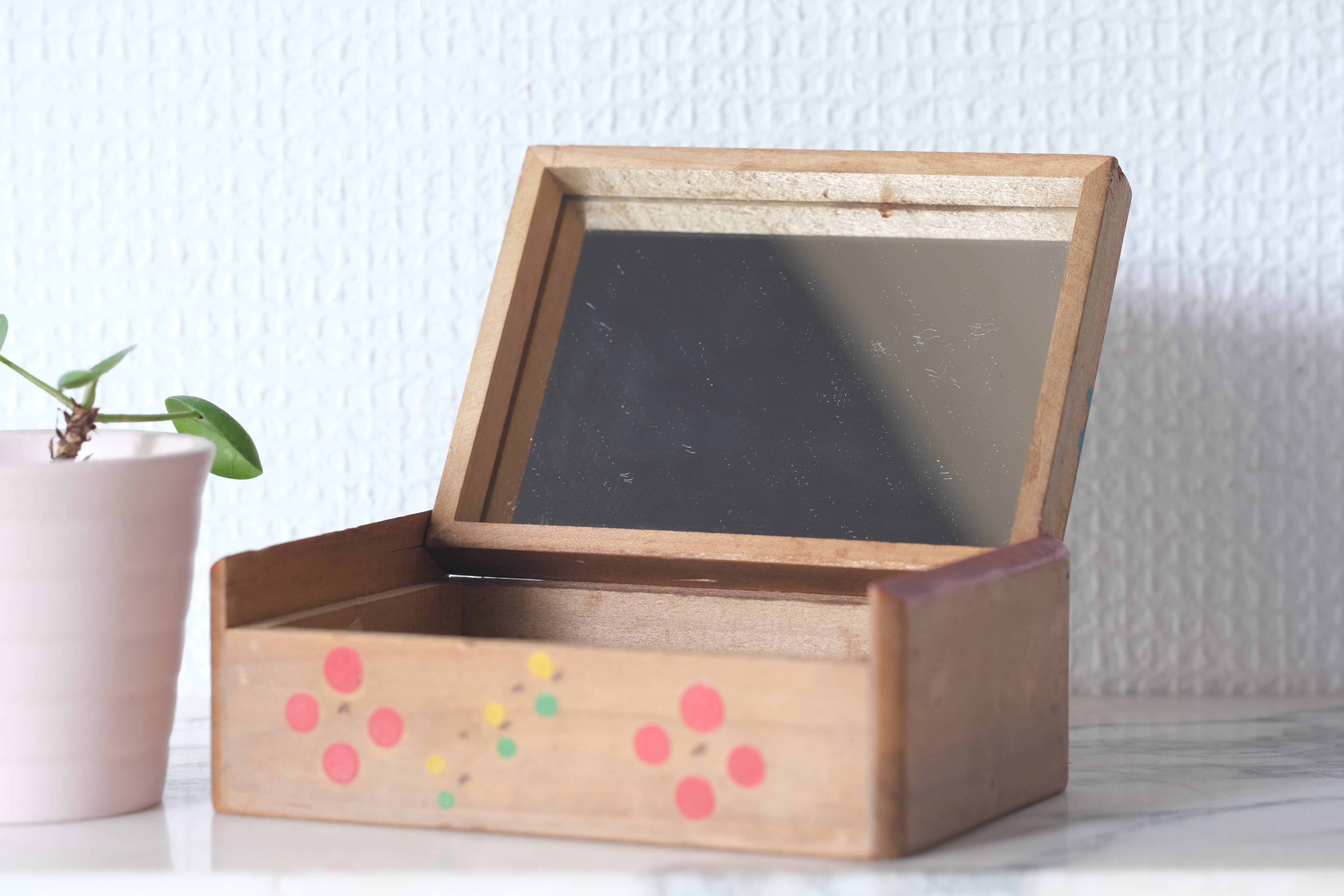 Vintage Jewelry Box with Mirror | 12,5 cm x 8,5 cm x 4,5 cm