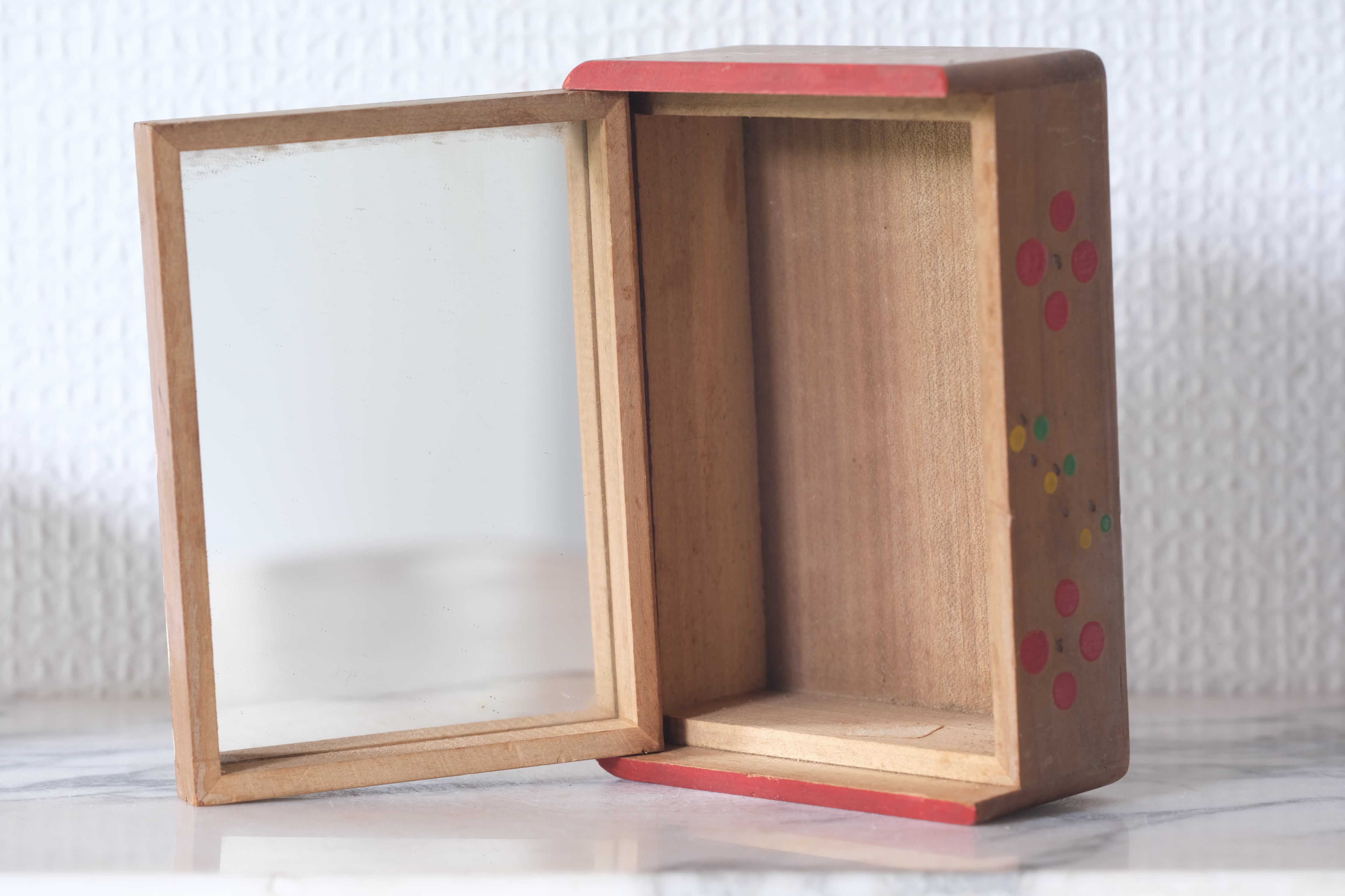 Vintage Jewelry Box with Mirror | 12,5 cm x 8,5 cm x 4,5 cm