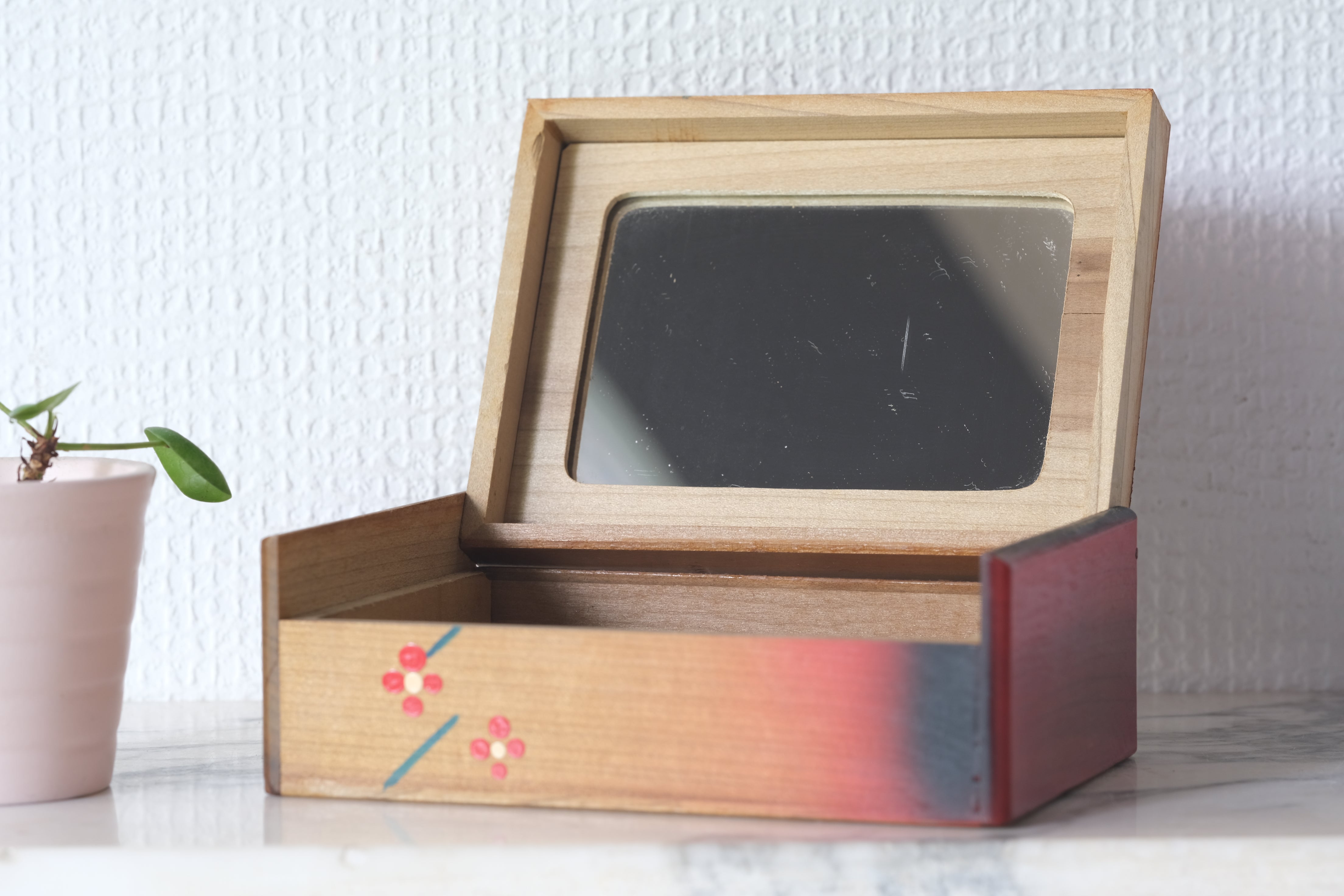 Vintage Jewelry Box with Mirror | 14,5 cm x 10 cm x 4,5 cm