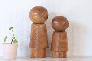 Exclusive Pair of Vintage Creative Kokeshi by Hideo Ishihara (1925-1999) | 16,5 cm and 20,5 cm (Copy)